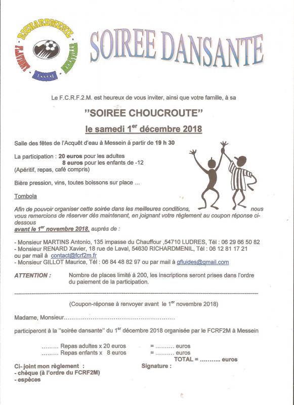 Soiree choucroute du fcrf2m le 011218